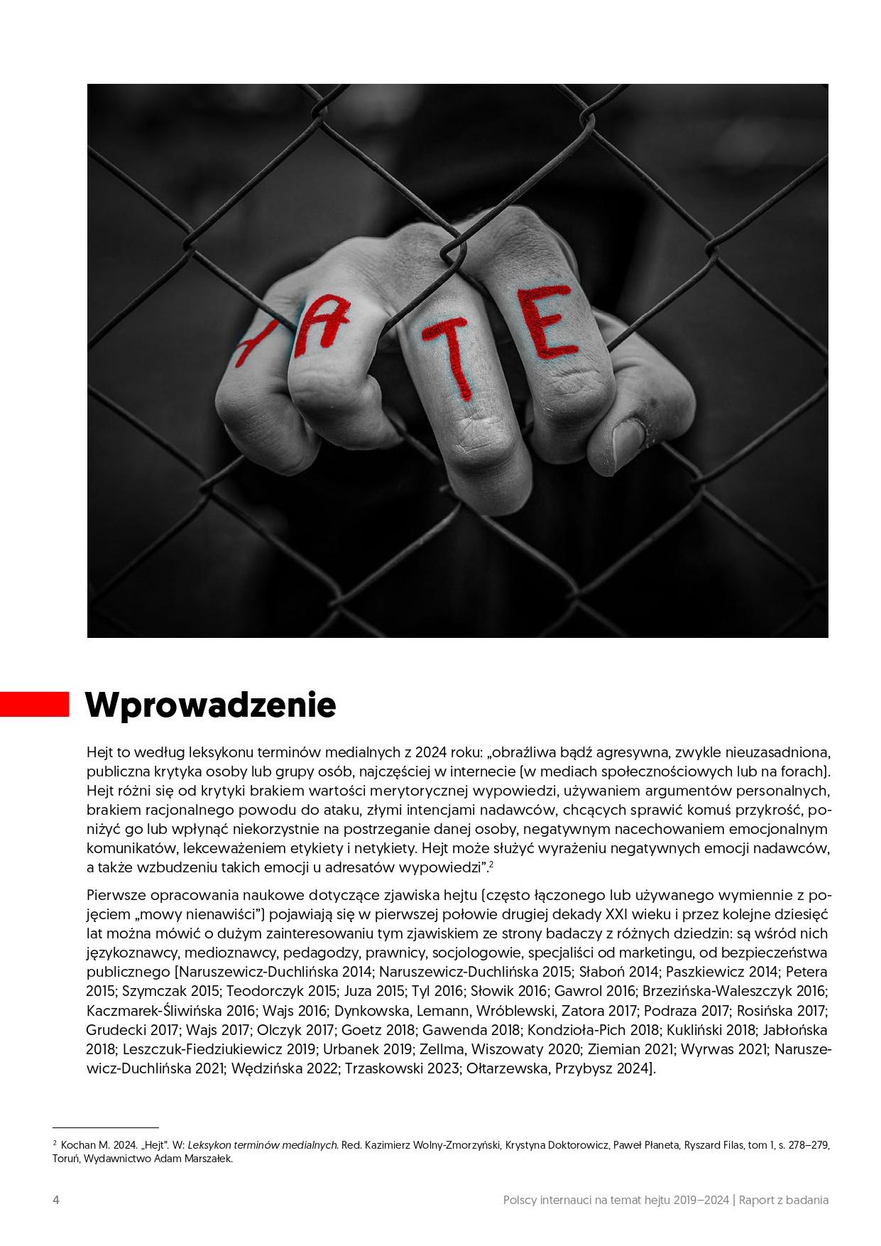 Wprowadzenie do raportu na temat hejtu