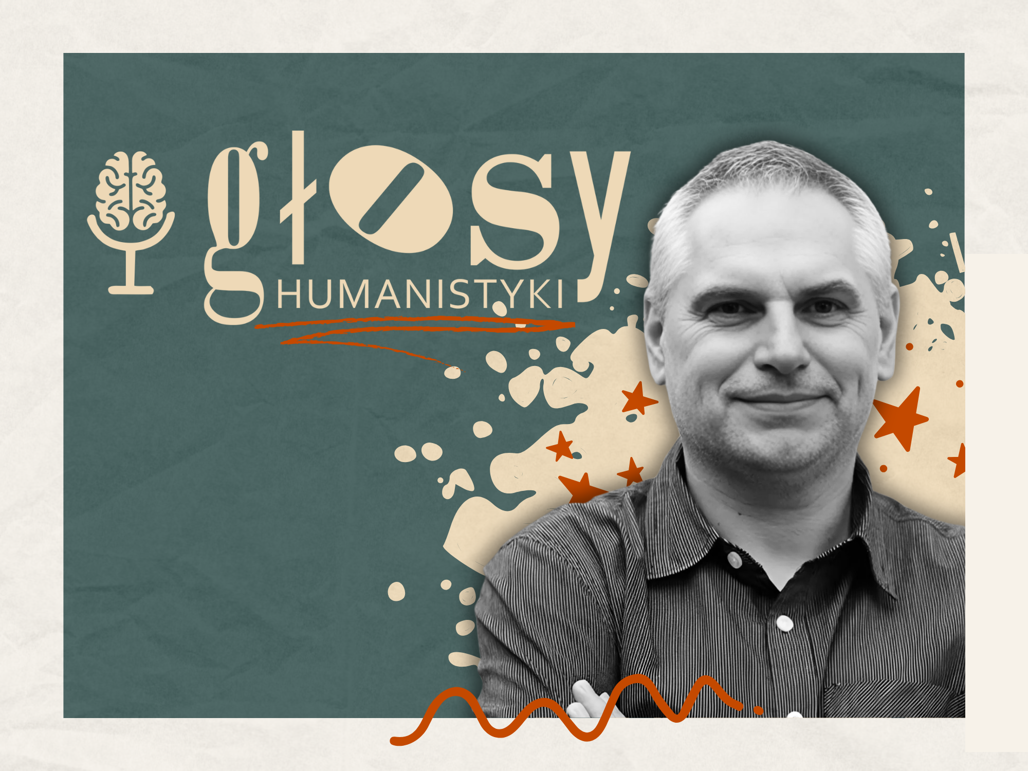 Krzysztof Abriszewski i logo „Głosów Humanistyki”