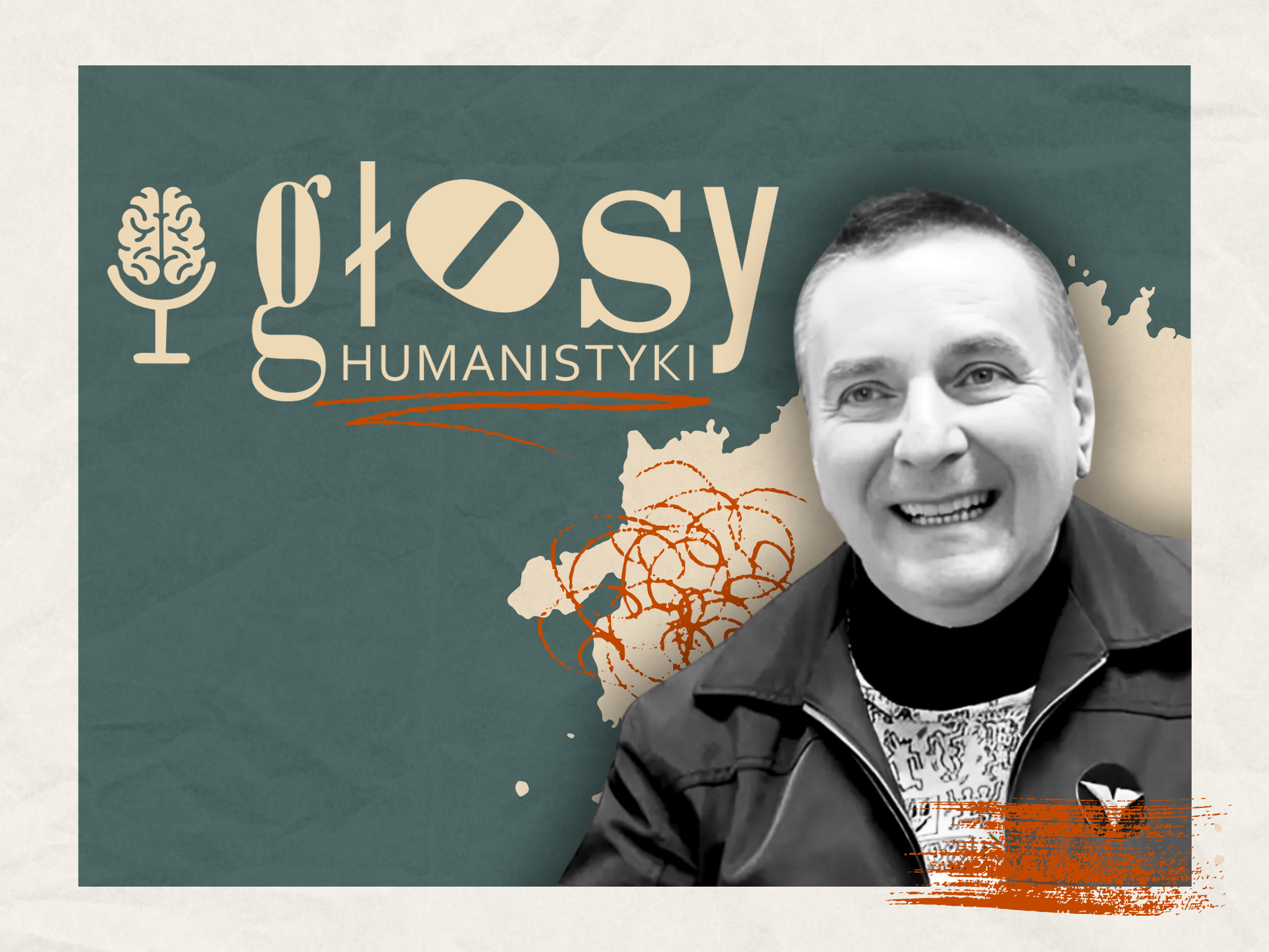 Krzysztof Skarbek i logo „Głosów Humanistyki”