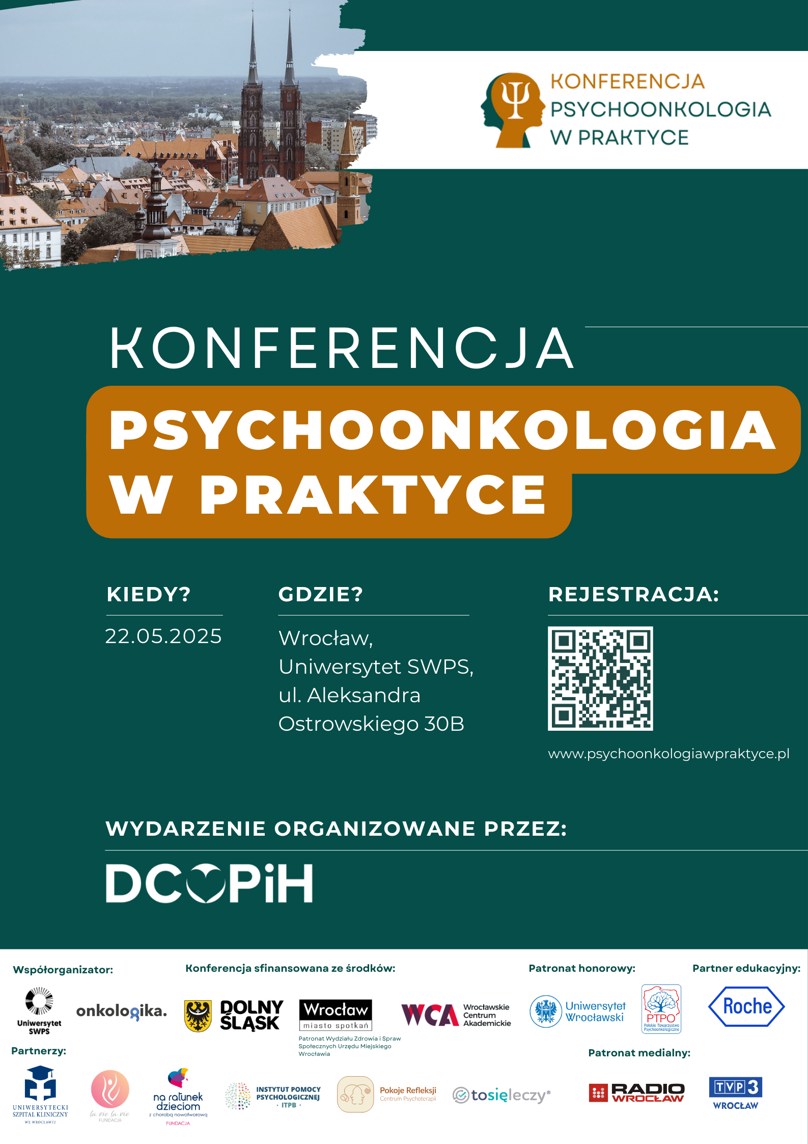 Plakat zapowiadający konferencję dotyczącą psychoonkologii
